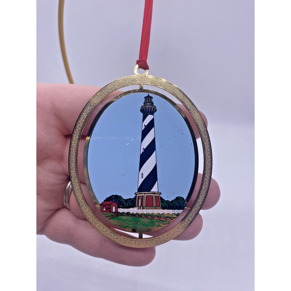 Cape Hatteras Lighthouse Christmas Ornament Gold Metal North Carolina Vintage 3" - Picture 1 of 8